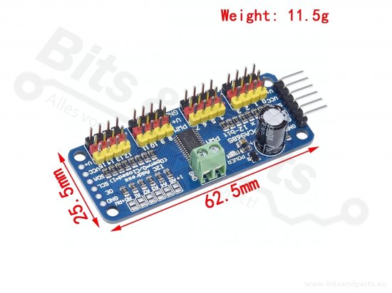 Servo motor driver/ PWM 16 kanaals 12 bits PCA9685 I2C